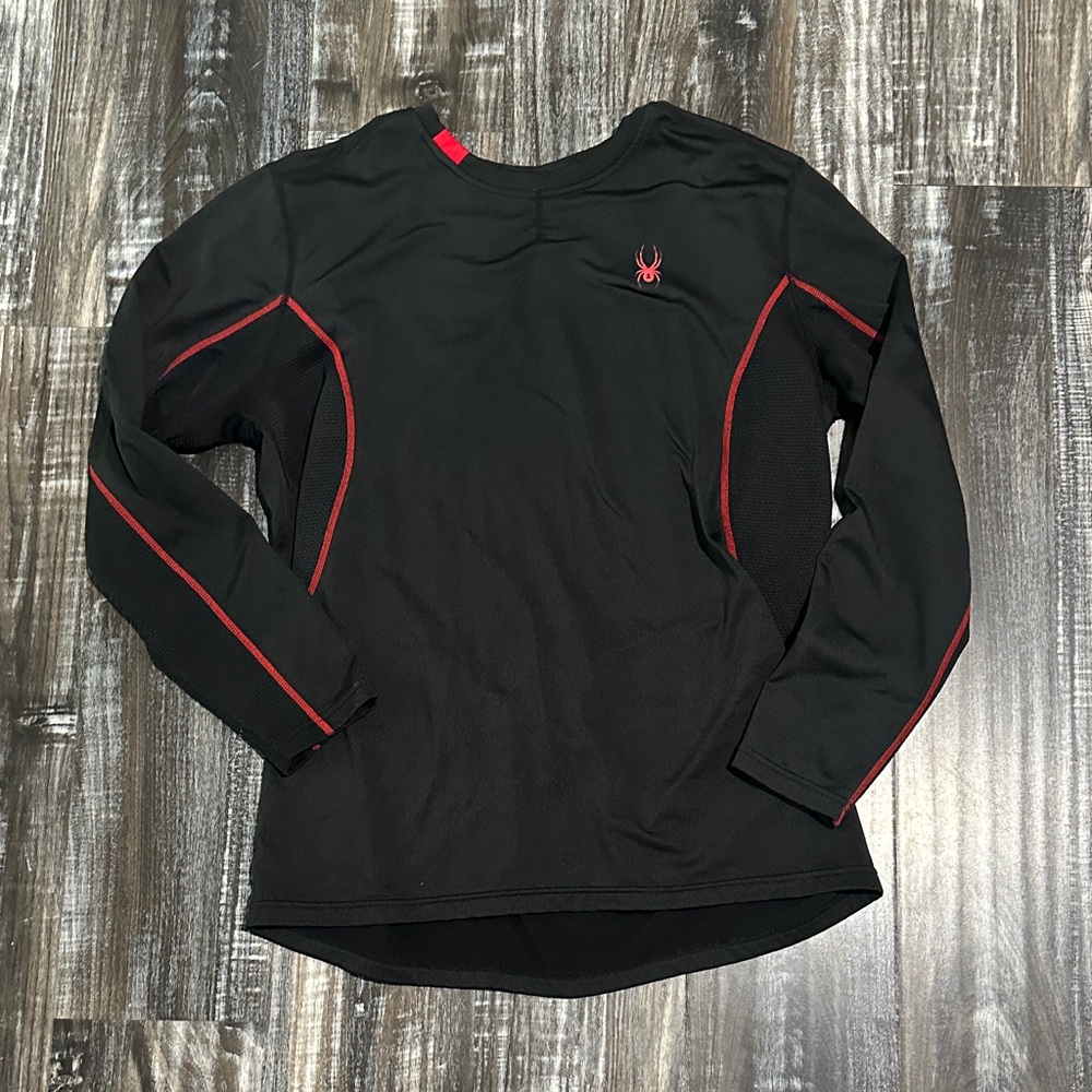 Spyder Men's Black and Red Long Sleeve Tee